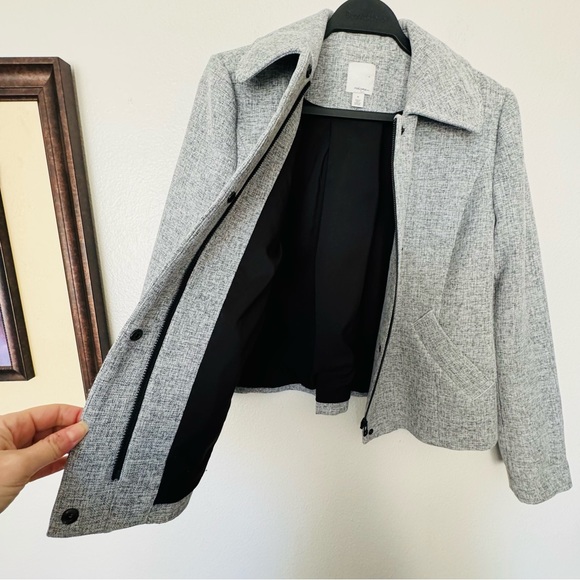 Halogen Bond Crosshatch Pleated Gray Swing Jacket Blazer Size Medium - Picture 7 of 10